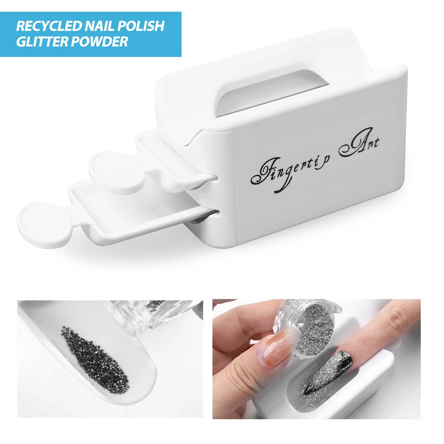 HEIßER Tragbare Tauch Pulver Recycling Tablett Nagel Werkzeuge Doppel-Schicht Praktische Nagel Schmuck Diamant Pulver Recovery Box