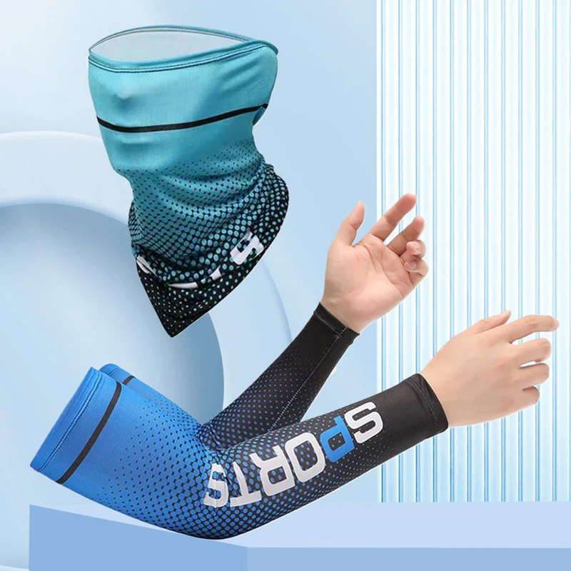 New Ice Silk Sleeve Sunscreen Cuff UV Sun Protection Arm Sleeves Anti-Slip Men Women Long Gloves Outdoor Cool Sport Cycling