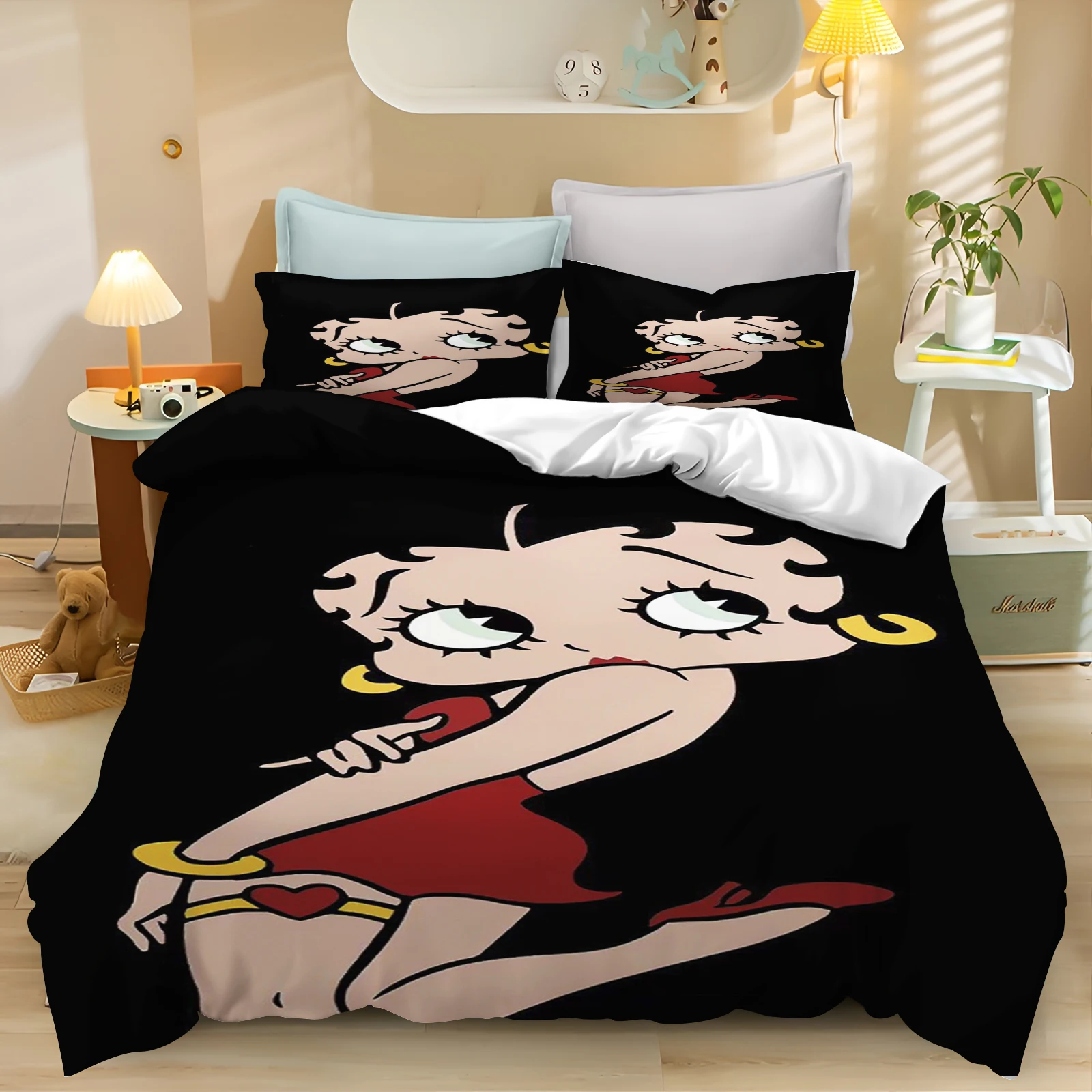 Betty Boop Duvet Cover Cartoon Anime 3D Cute Girl Printing Children's Bedroom Set ​Polyester Adult Gift  2/3pcs Bedding