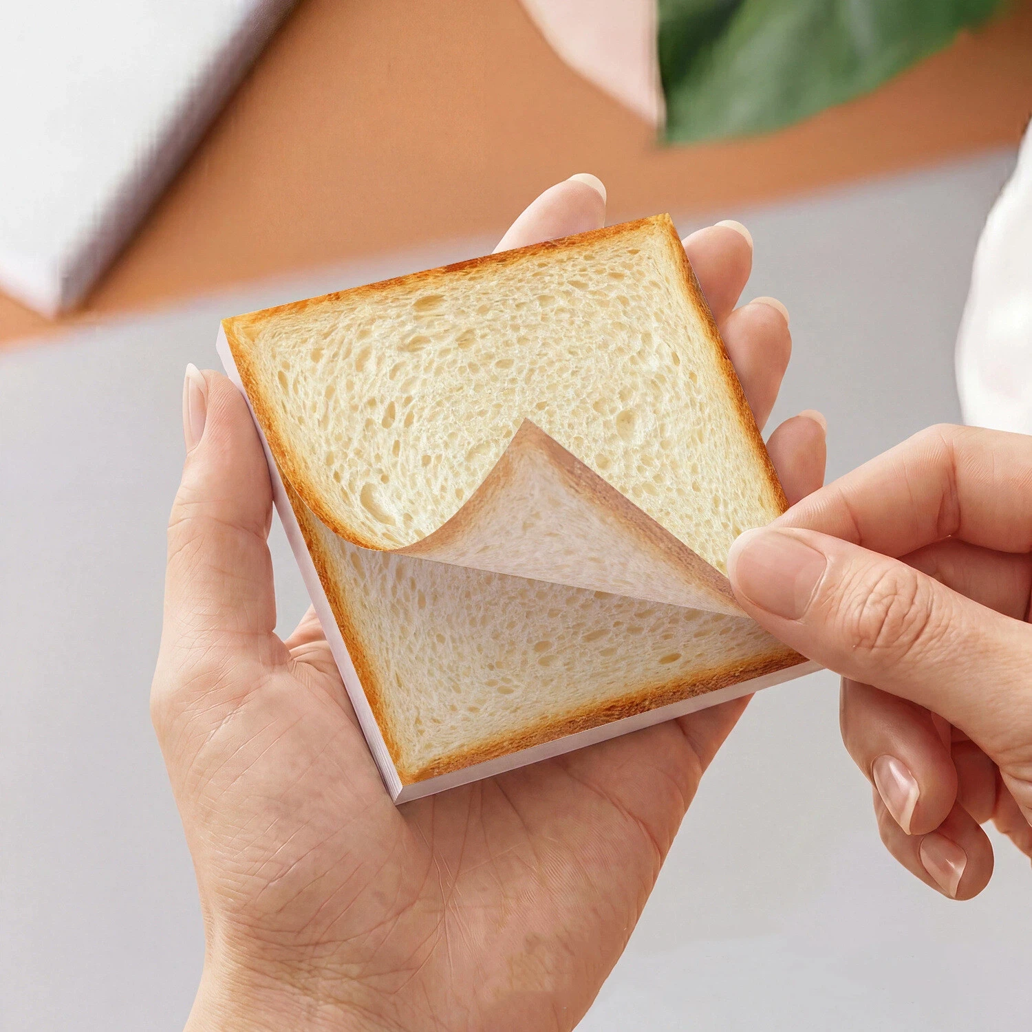 50 page bread shaped sticky note, toast food themed self-adhesive memo, cute memo pad, detachable sticky note