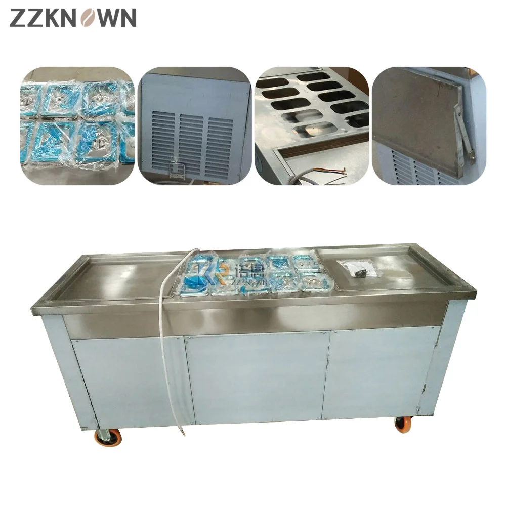 

Electric Double Square Pans Fry Rolled Ice Cream Maker Fried Yogurt Ice Cream Machine Fried Roll Ice Machine For Restaurant