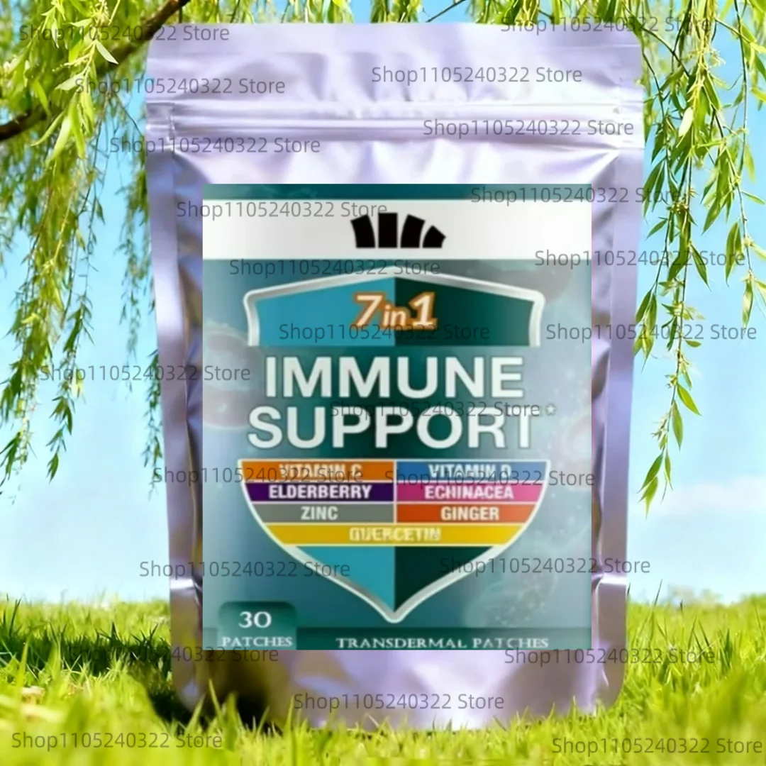 30 parches 7 en 1 Parches transdermicos de soporte inmunológico Potente mezcla de sabueso, vitamina C, zinc, refuerzo inmunológico
