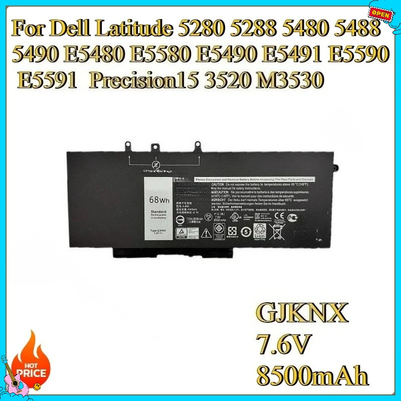 

New GJKNX Laptop Battery for Dell Latitude 5280 5288 5480 5488 5490 E5480 E5580 E5490 E5491 E5590 E5591 Precision15 3520 M3530