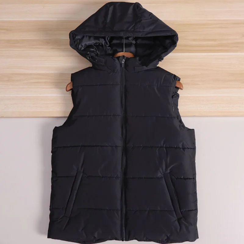 

Men's Winter Thiened Warm Hooded Cotton Vest Svel Faion Urban Sle Youth Casual Zipper Closure Color Bal