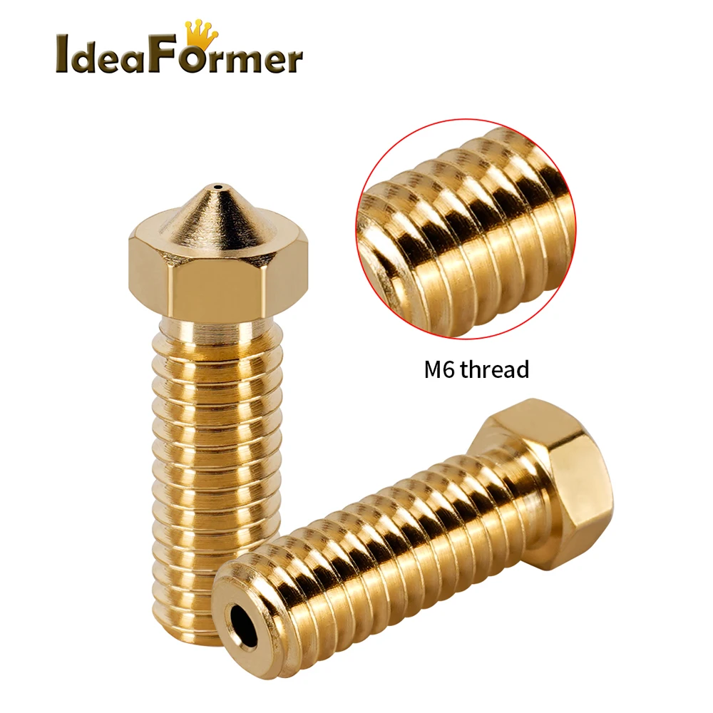 2 adet 3D parçaları pirinç volkan memesi M6 ekstra uzatmak bakır nozul 1.75mm yüksek akış 0.4/0.6/0.8/1.0/1.2mm topçu memesi