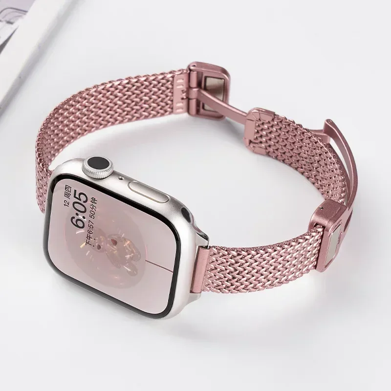 حزام حلقة مغناطيسي قابل للطي لساعة أبل 11 10 9 8 SE3 41 مللي متر 45 مللي متر حزام نسائي نحيف لساعة iwatch Ultra 3/2 49 مللي متر 40/44/38/42 مللي متر #4