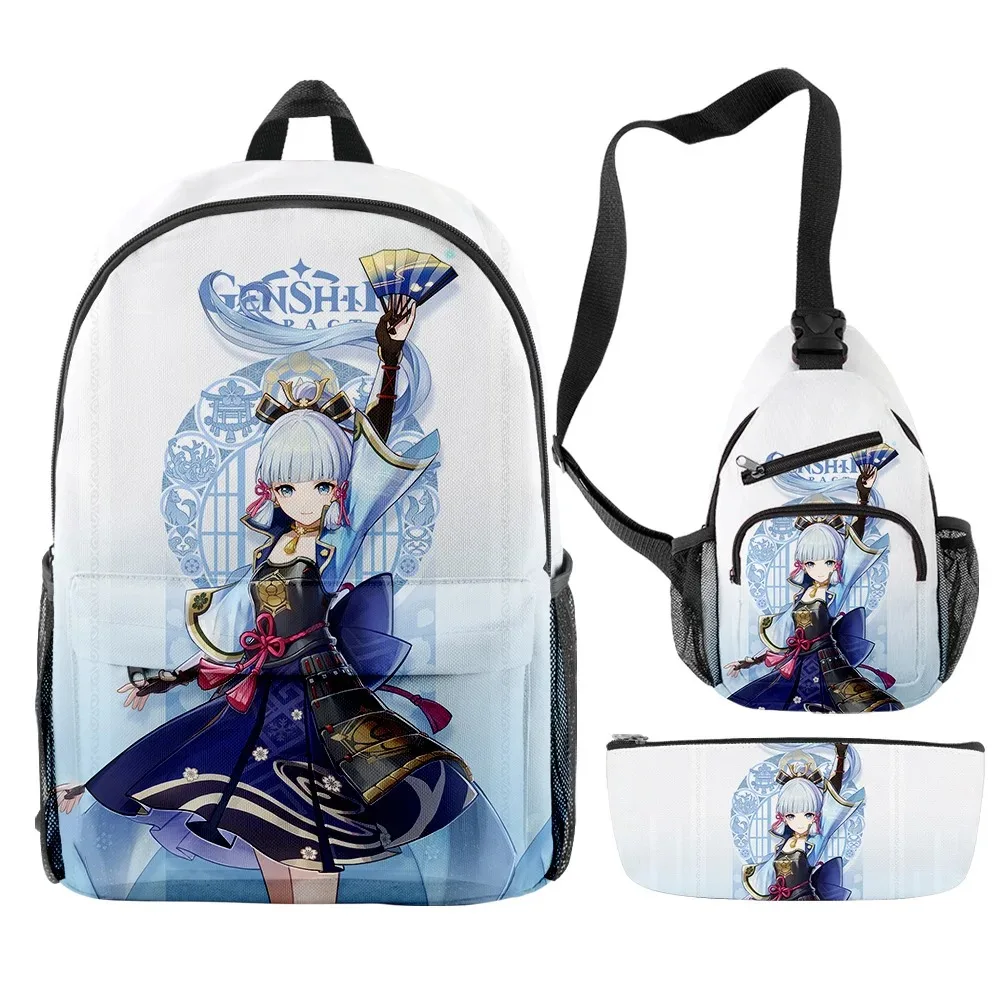 

Genshin impделовой Ayaka Merch Kamisato 3 шт./комплект Escola de отпуск мешок кросс-боди мешок Terno для детей Aldult 2024