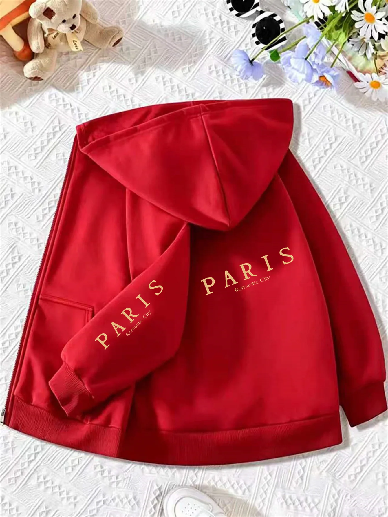 Boys' and Girls' Spring/Autumn/Winter Zip-Up Hoodie with 