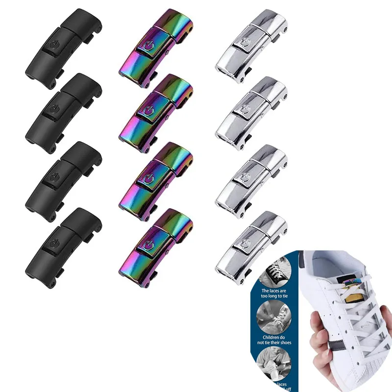 10pcs Metal Shoelace Buckles, Lazy Shoe Lace Locks for Elastic Shoelaces,Quick Easy Sneakers Lace Clips,One Size for Kids Adults