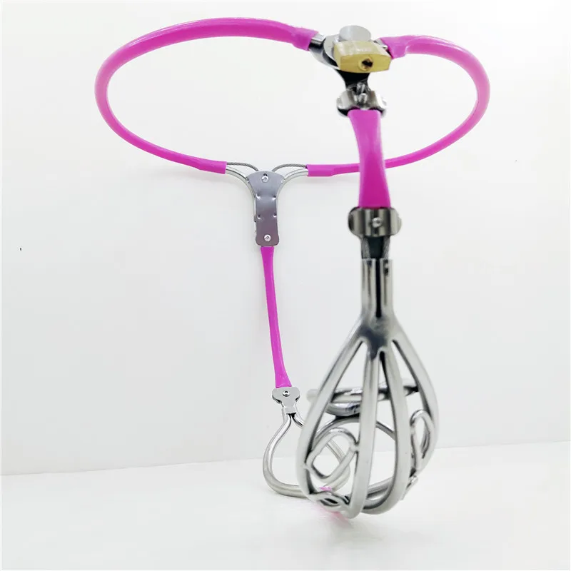 Stainless Men's Steel Cage Invisible Restraint Device Underwear, Fetish Underwear, Adjustable Restraint Device with Holes,