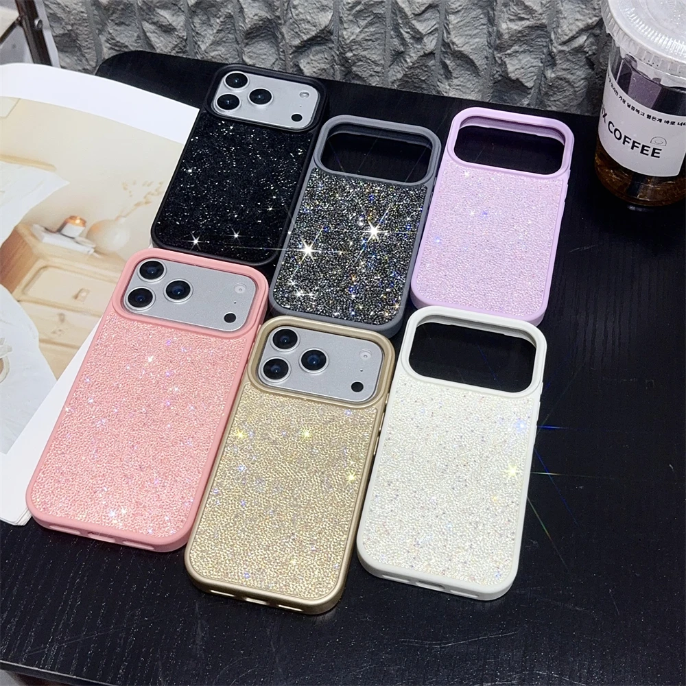 

Luxury Glitter Diamond Phone Case For iPhone 17 16 15 14 13 12 11 Pro Max Plus Shiny Rhinestone Shockproof Anti-fall Back Cover