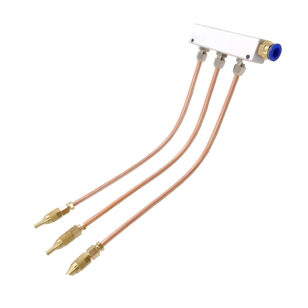 CNC Cooling Spray Nozzle 3 Way Oil Water Air Jet With 6x4mm Copper Tube For Machine Tool Chip Removal And Cleaning Accessory