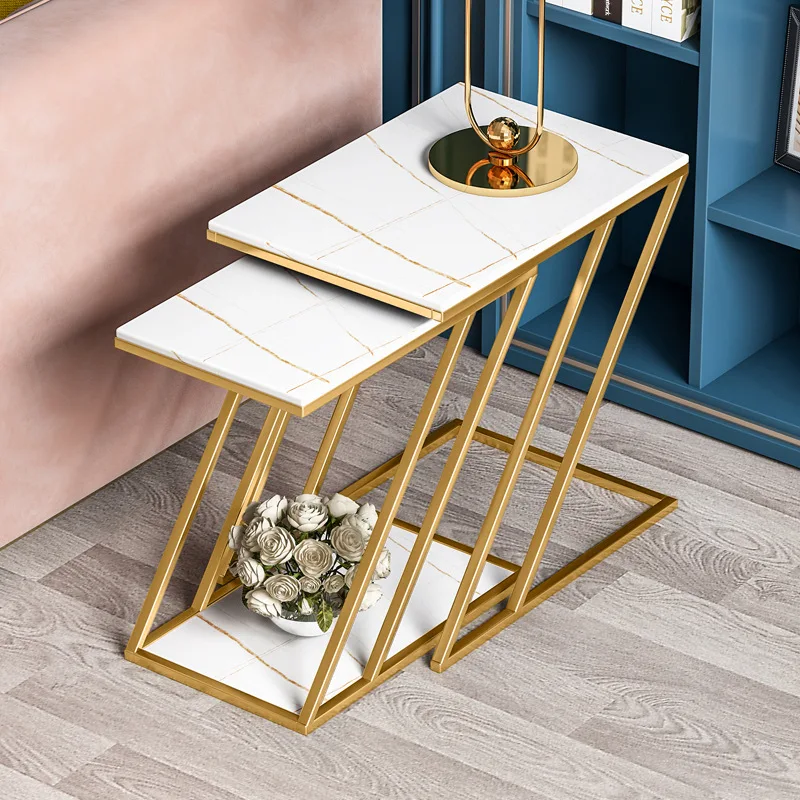 Nordic rock slab edge few light luxury living room small apartment small coffee table sofa corner few