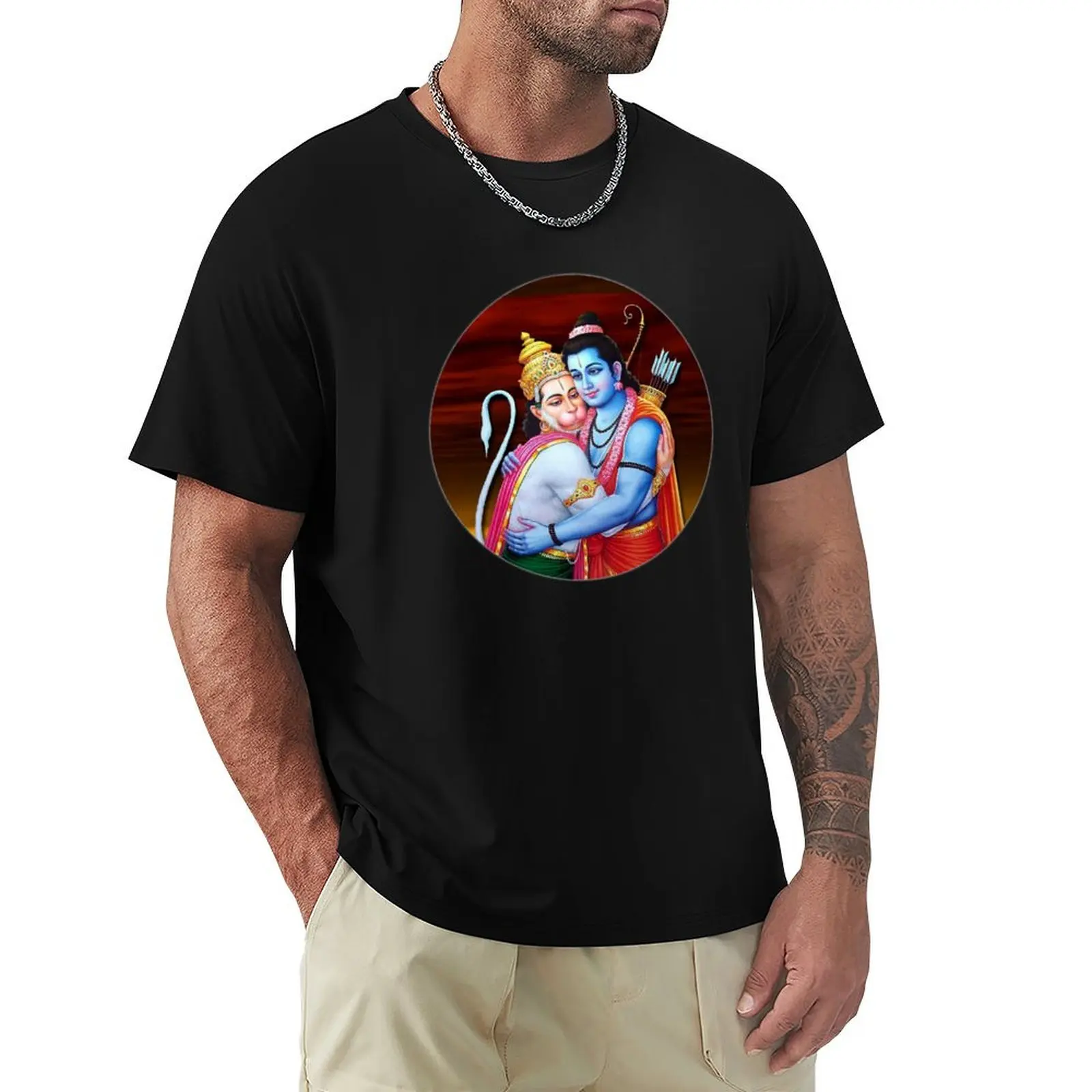 Shri Ram Ji & Hanuman ji T-Shirt Casual Light Summer Short Sleeve Top