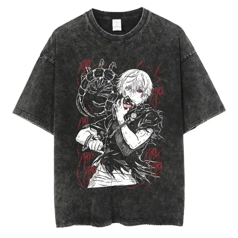 

2025 New Men Women Clothes Tee Shirt Homme Graphic T-Shirts Men Tshirt for Men Ropa Hombre Anime Tokyo Ghoul Washed New in Top