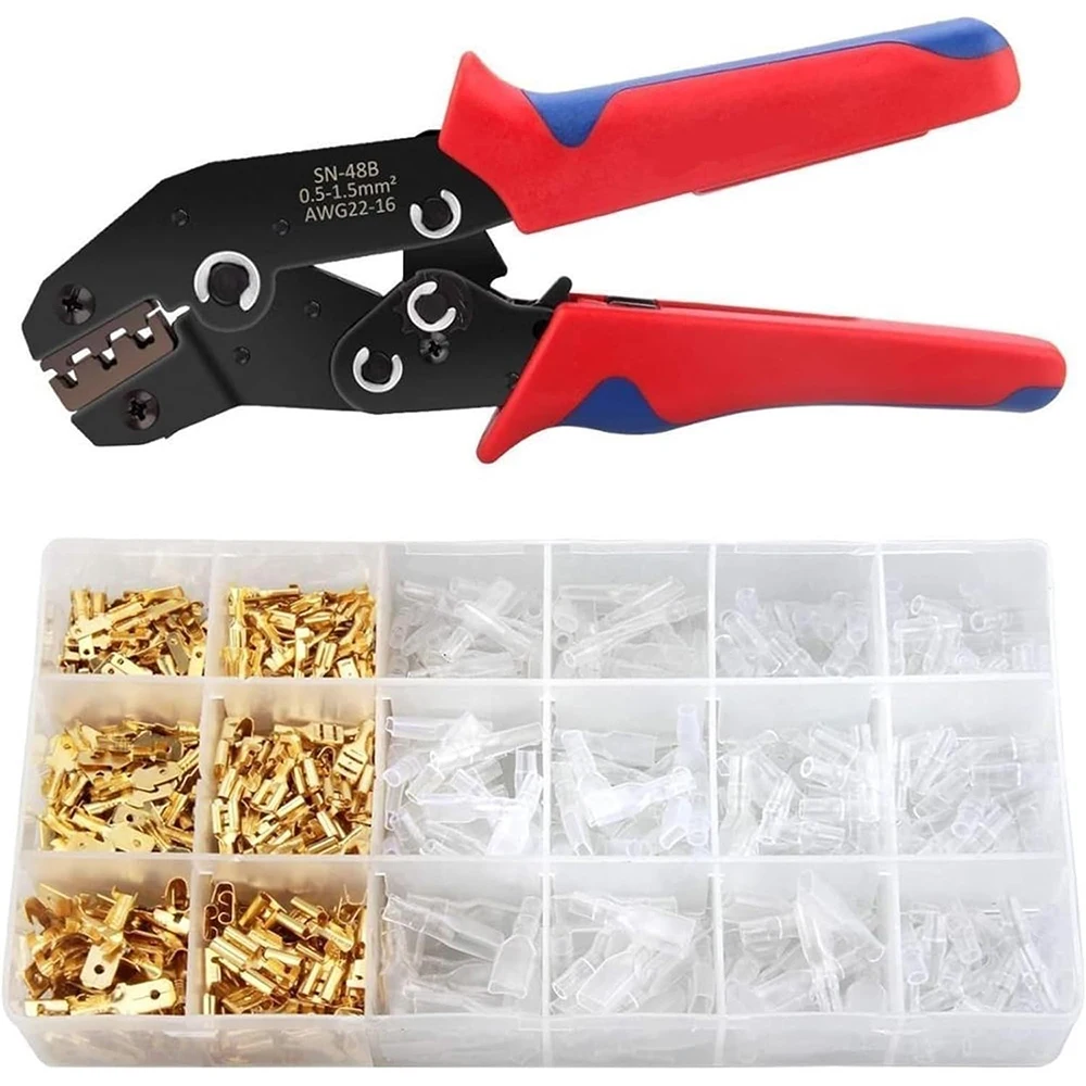 SN-48B Crimping Tool 600 Pcs 4.8/6.3 Plug Terminal Crimper Crimping Pliers Wire 0.5-1.5mm2 Alicate20-15 Hand Tool