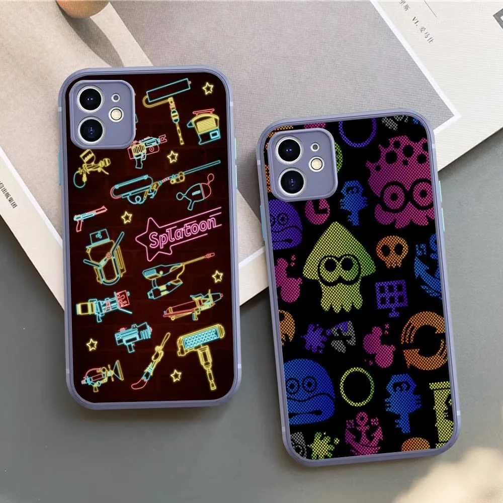 S-Splatoon Game Phone Case for iPhone 14 11 12 13 Mini Pro Max 8 7 Plus X XR XS MAX Translucent Matte Cover