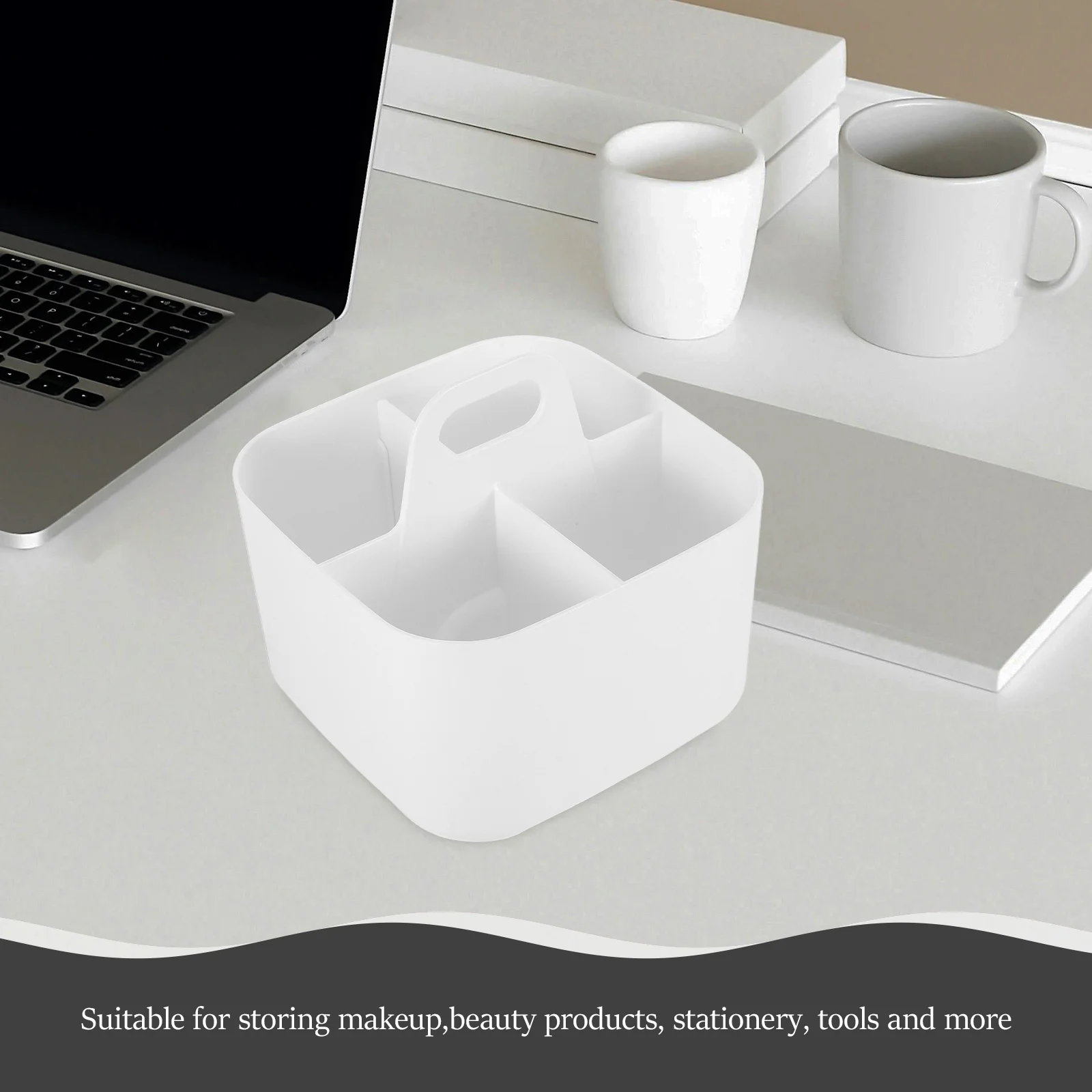 

4-Compartment Storage Basket Handheld Organizer Case for Art Supplies Pen Holder Desktop Table Organizer Handle Storage Box