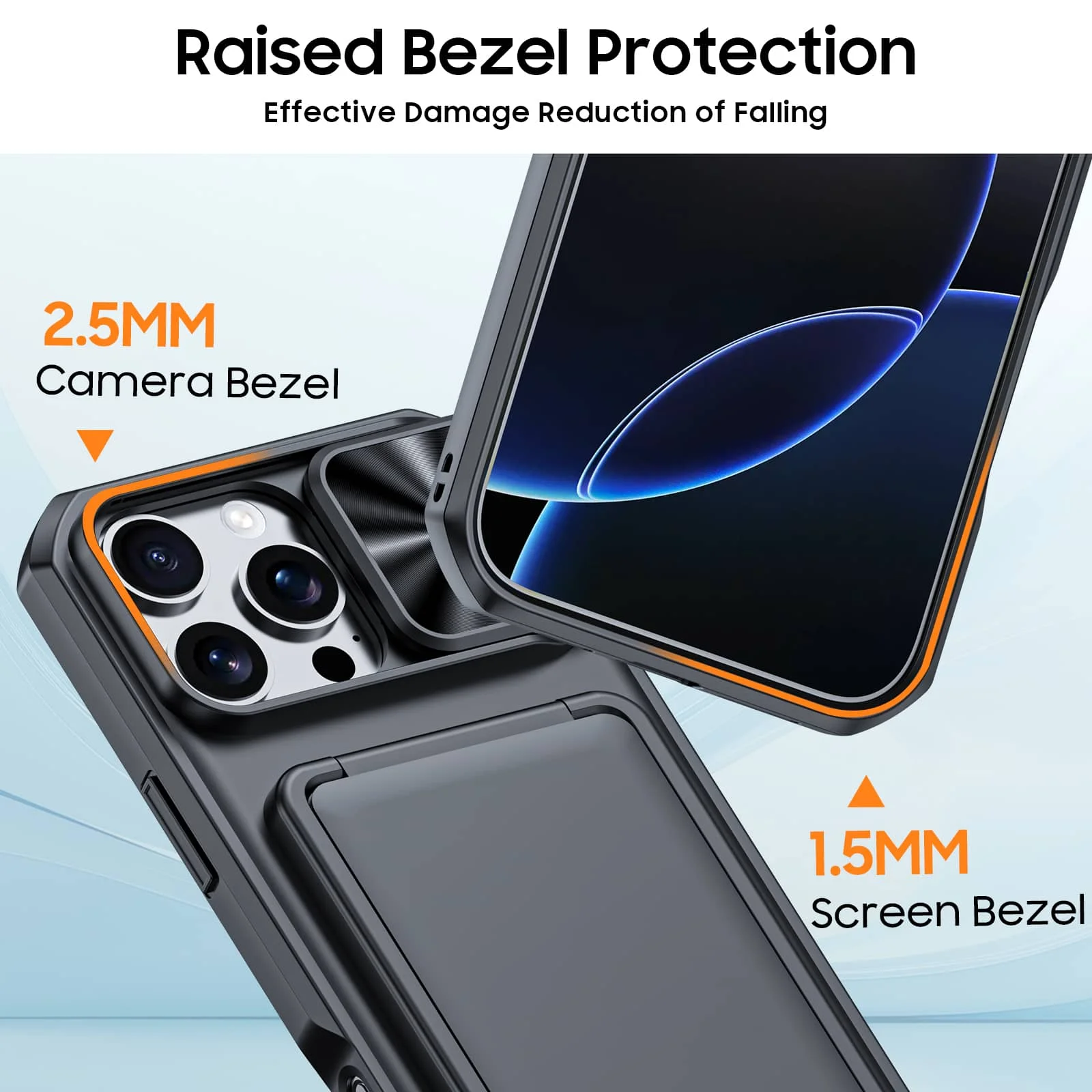 WEFOR dla iPhone 18 17 16 15 Pro Max Etui Portfel na 3-4 Karty z Podstawką, Przesuwaną Osłoną Kamery, Paskiem na Nadgarstek, Wytrzymałe i Odporne na Wstrząsy — zdjęcie produktu 4