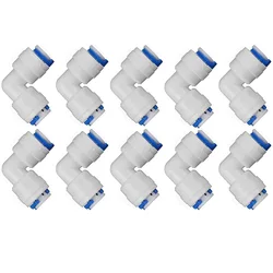 1/4 inch Tube to 1/4 inch Tube push fit elbow quick connect for RO water system Set Of 10