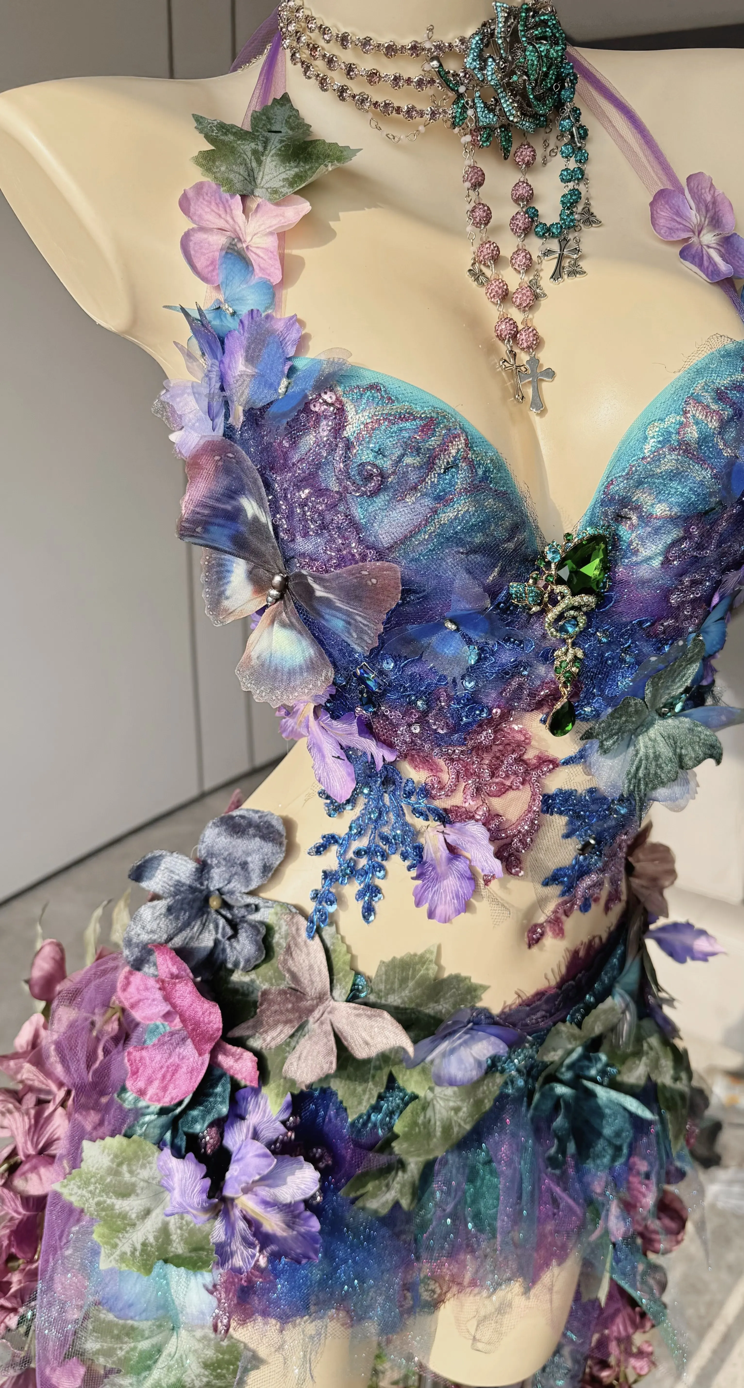 ZIWU Original Blue Morpho Fairy Dress 3D Butterfly Tulle Outfit Photoshoot Costume for Music Festival Seaside Vacation Stag