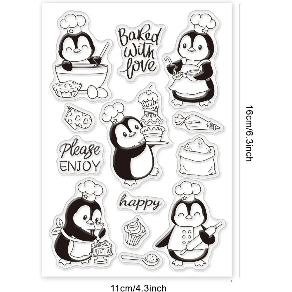 Penguin Chef Silicone Clear Stamps Animals Transparent Stamps for Cards Making DIY Scrapbooking Photo Album Decoration Paper