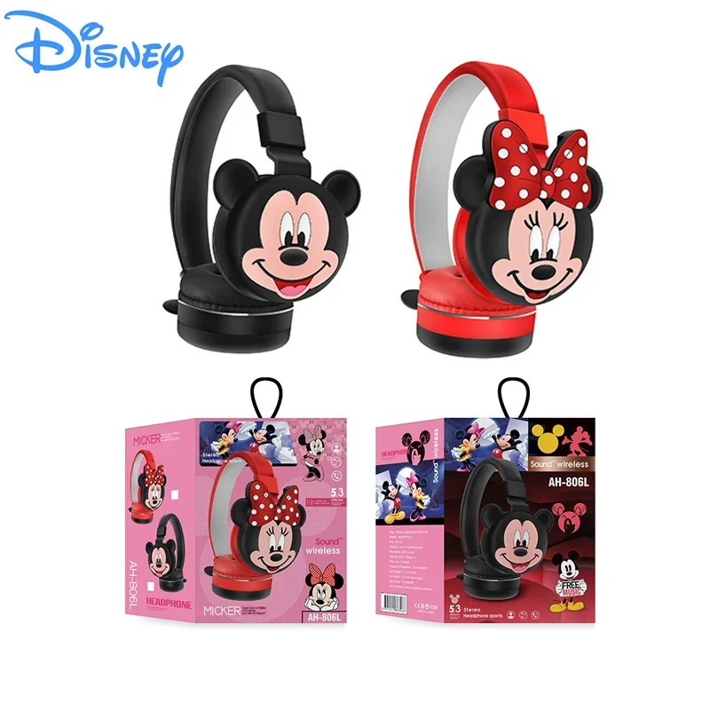 2023 New Disney Wireless Bluetooth Headphones AH-806 HIFI Stereo Foldable Headphones with Microphone Anime Cartoon Birthday Gift