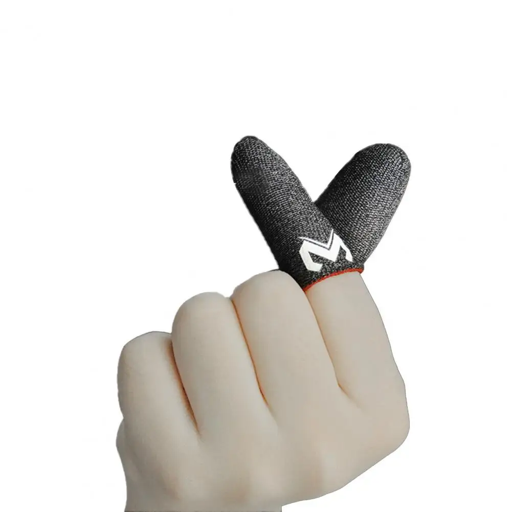 Guantes de fibra de 2 piezas para teléfono móvil, protectores de dedos negros para Gaming, componentes de juego de alta sensibilidad