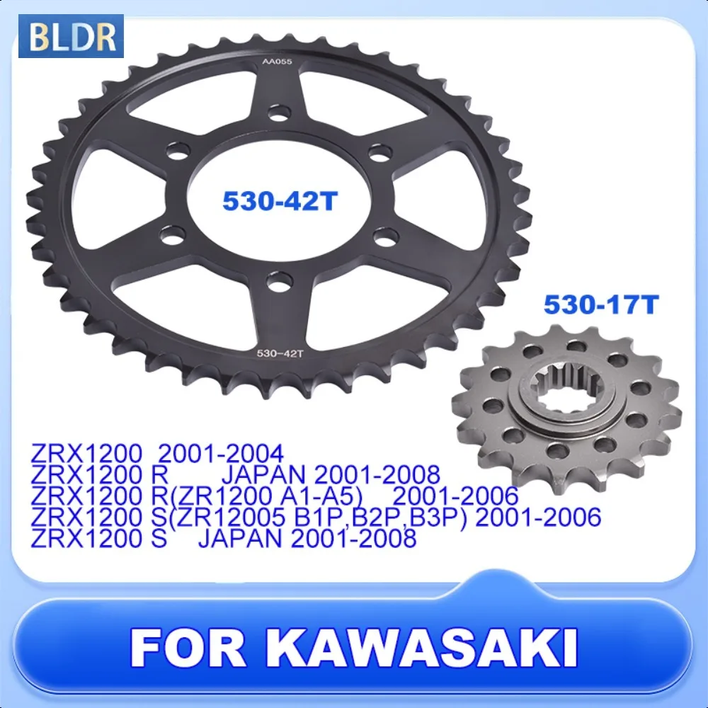 530-17T 42T Motorcycle Accessories Front Rear Sprocket Gear Wheel for Kawasaki ZRX1200 ZRX1200 S 2001-2008