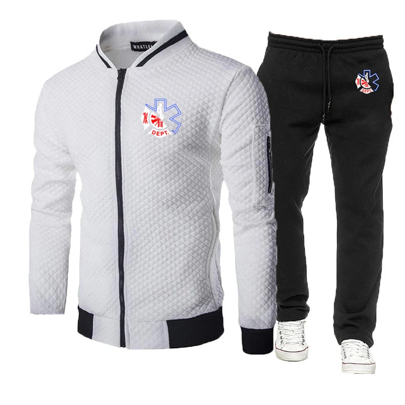 Firefighter Rescue Team Spring Autumn Man's EMT Emergency Medical Technician Logo Print Mix Match Fashion Hoodies Pants Suits
