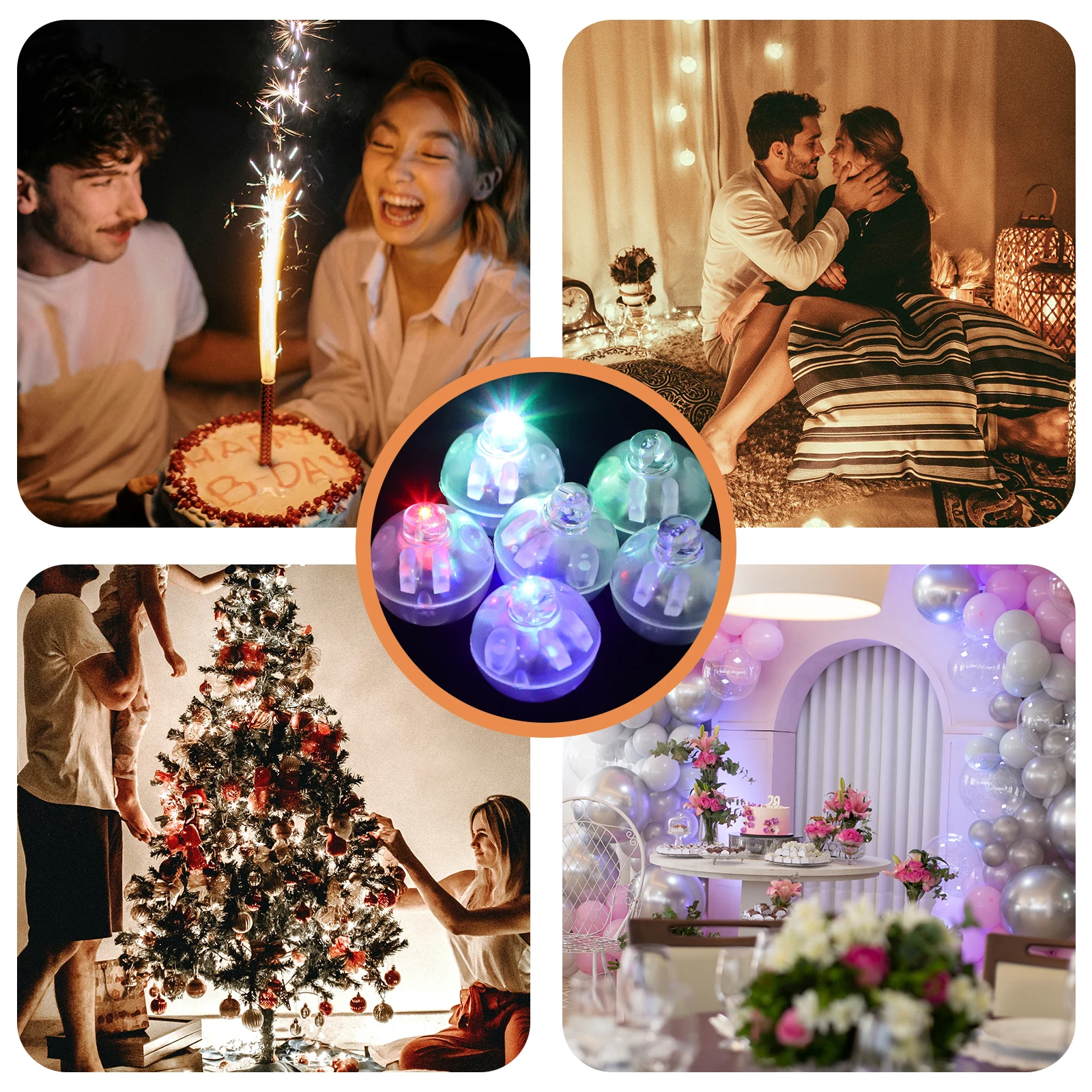

100 PCS Glowing Balloon Light Lamp LED Lights Mini Round Decorate Small Balloons for Party