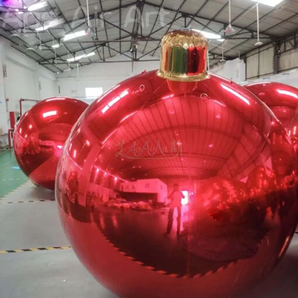 Bola de espelho inflável de natal gigante pendurado ornamentos de natal infláveis bola esferas gigantes para decoração de festa