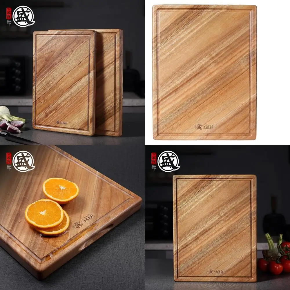 

Natural Acacia Wood 16x11 Cutting Board, Perfect for Meat, Veggies, and Cheese with Juice Groove