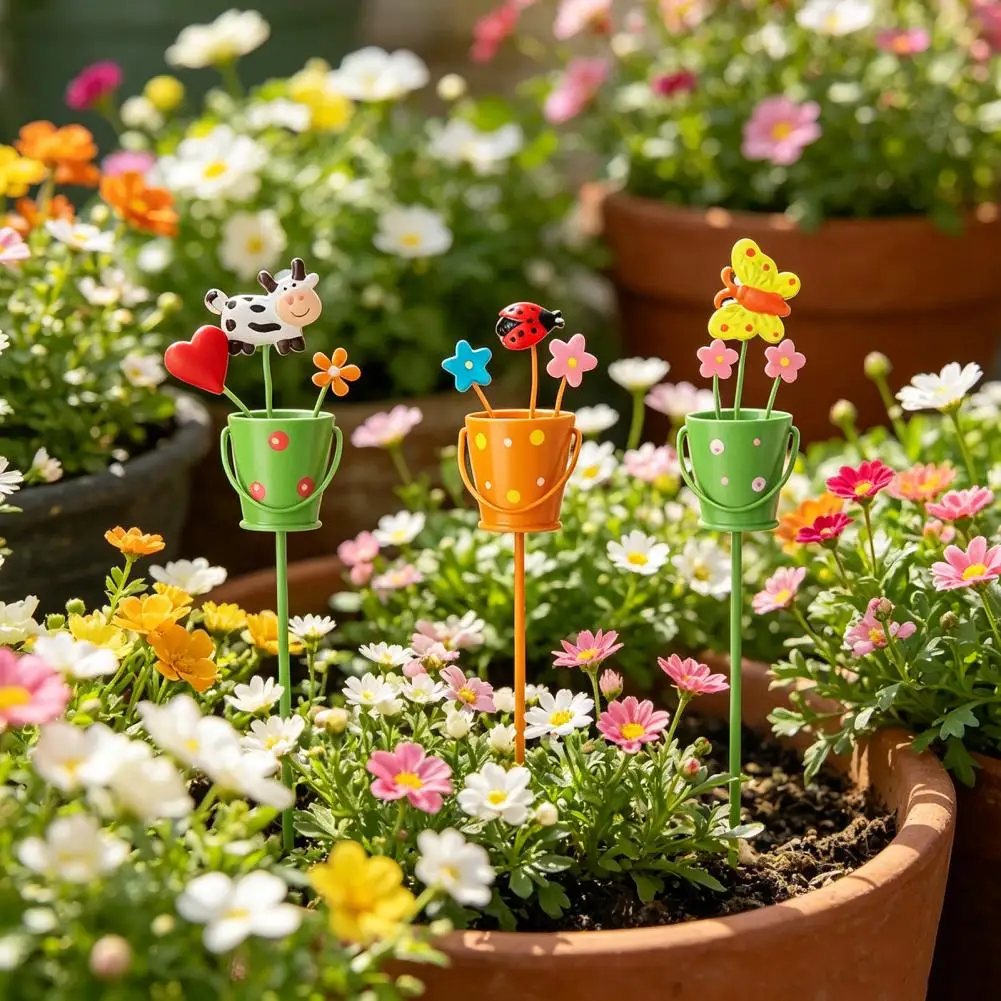 3pcs/6pcs Cute Plant Pot Stakes Decorative Flower Pot Stakes for Indoor Outdoor Planter Garden Bed Flower Pot Accessories view 4