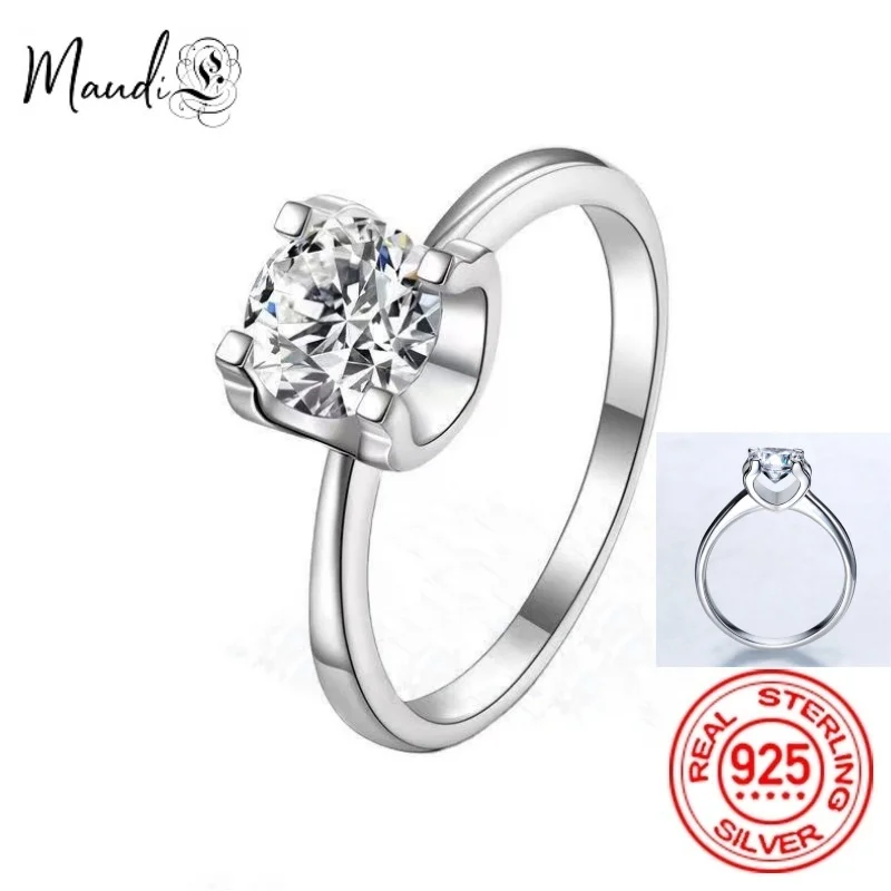 

0.5-3 Carat Bull Head Moissanite 100% 925 Sterling Silver Simple Elegant Ring Women's Brand Fine Jewelry bijoux femme