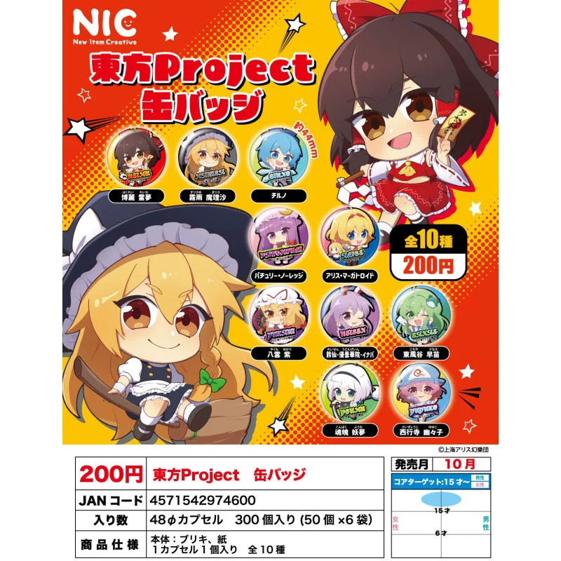 Nic Japan Gashapon Capsule Toy Touhou Project Badges Q Version Resale Bar Demon Management Sand