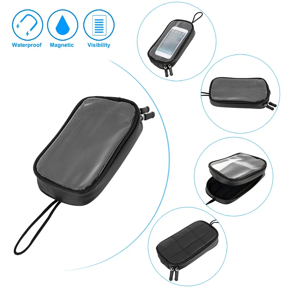 

To Use: The Front Pocket Has A Clear Opening For GPS, Mobile Phones Iversal Motorcycle Bag Magnetic Fuel Bag Mobile Phone Holder