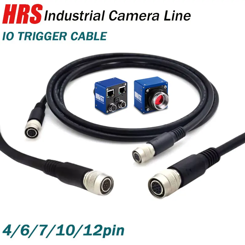 HRS 4 6 7 10 12 Pin Male Female with 1 Meter Wire Compatible with Hirose Industrial Camera Connector IO Line Power Plug Adapter