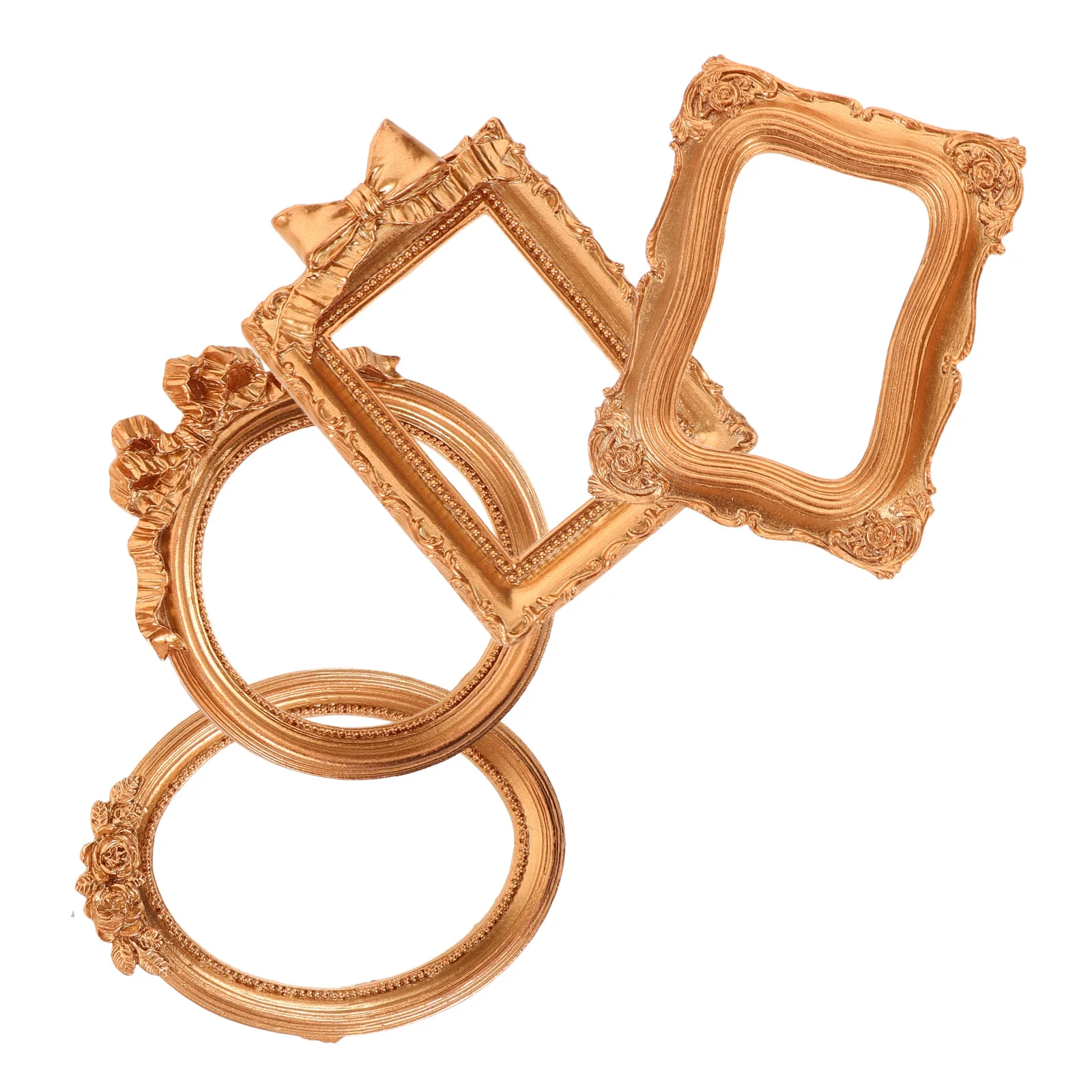 

4Pcs Vintage Picture Frames Mini Resin Photo Frames Table Top Jewelry Display Holiday Party Decoration European Retro