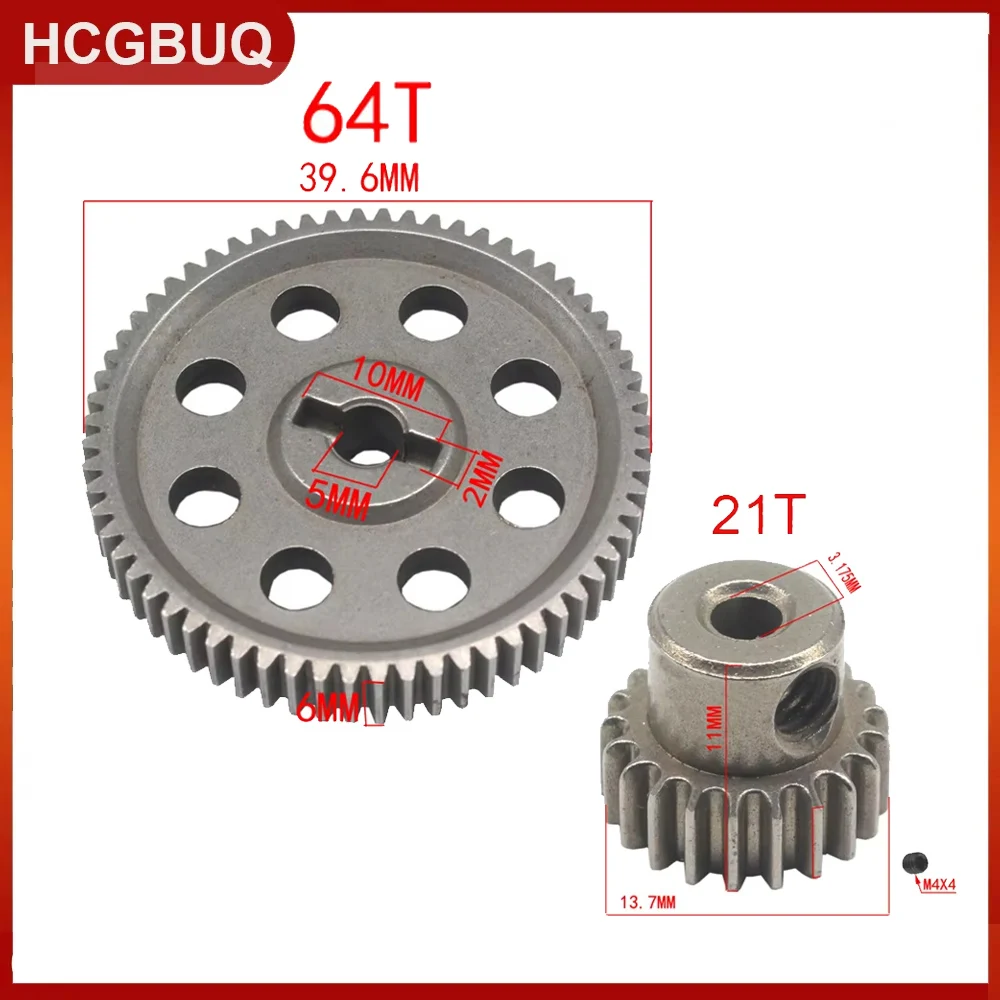 2 teile/satz (21t 64t) 11184 & 11181 Differential metall Haupt getriebe 64t Motor getriebe 21t Kappen umfang 1/10 94170 Auto