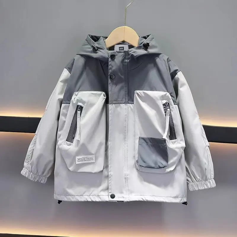 Kids Boys outerwear Spring And Autumn Children\'s Charge Coat 2023 New Boys Loose Fit Autumn Top Sen Series Windbreaker Trend