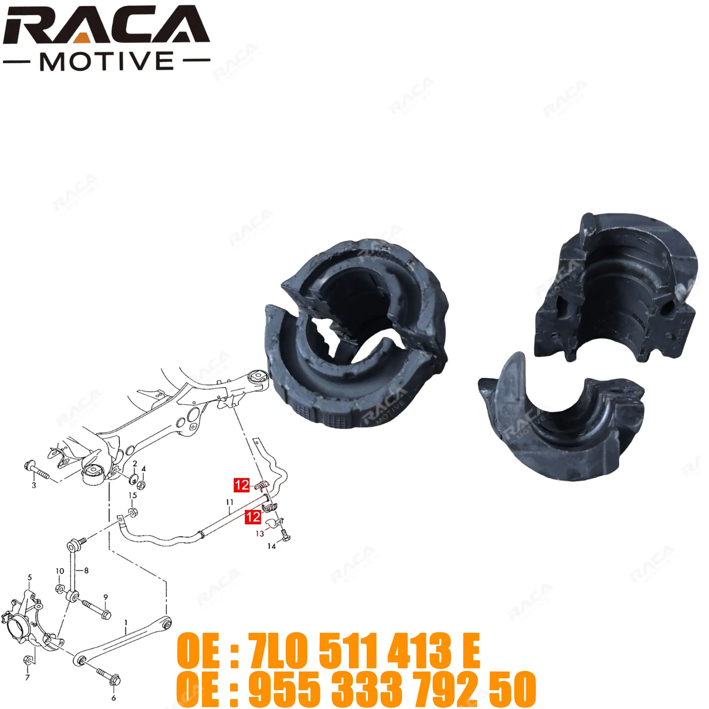 4 Pcs Rear Axle Stabilizer Rubber Bushing 24mm for Porsche Cayenne Audi Q7 Vw Touareg 7P 95533379250 7L0511413E 7L0511413D