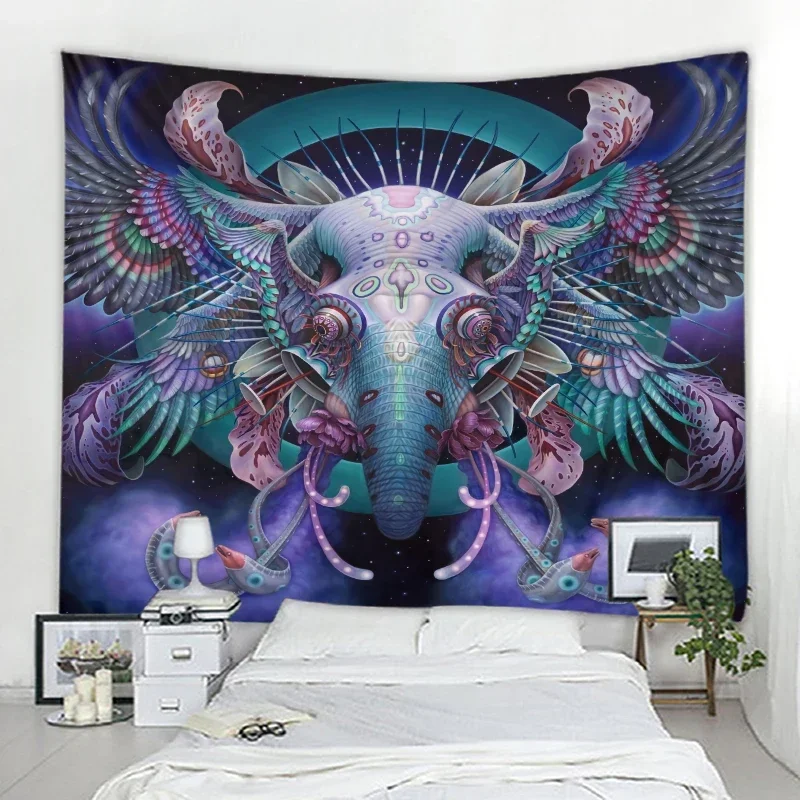 Psychedelic Monster Elephant Backdrop Decor Tapestry Mandala Boho Decor Tapestry Wall Covering Home Decor Tapestry