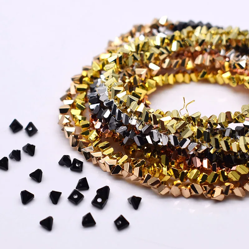 New Gold Color Silver Color Triangle Crystal Beads 4mm 130pcs Crystal Glass Loose Spacer Beads For Jewelry Making DIY image 4