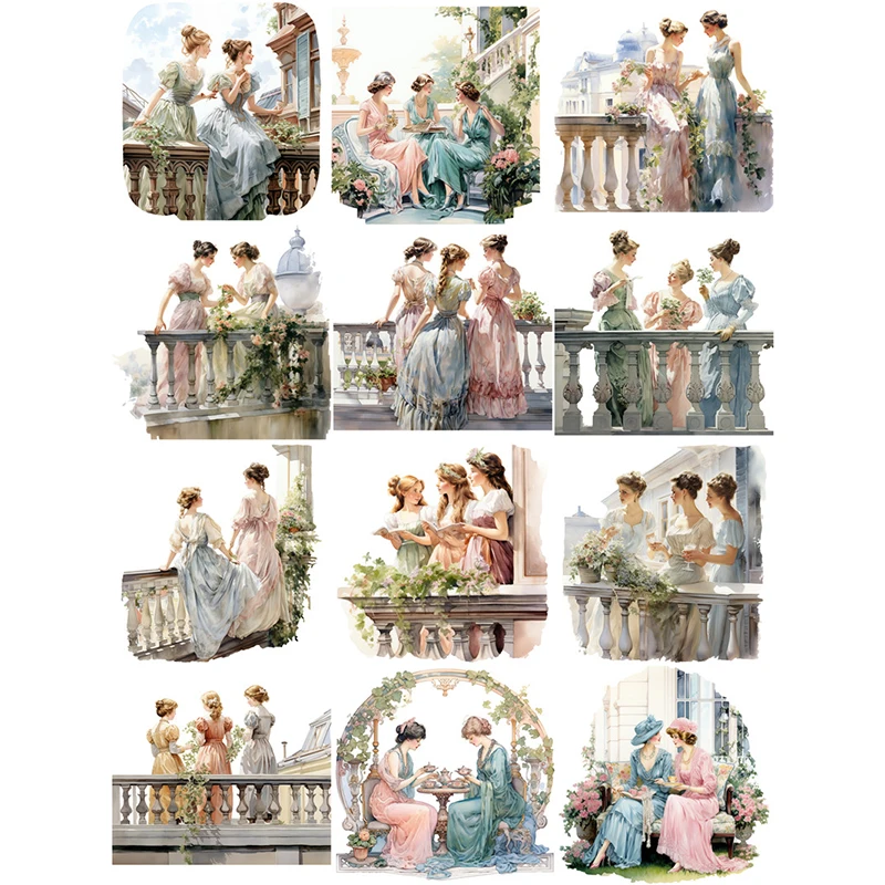 12Pcs/Pack Best Friend Balcony Sticker DIY Craft Scrapbooking Album Junk Journal Decorative Stickers