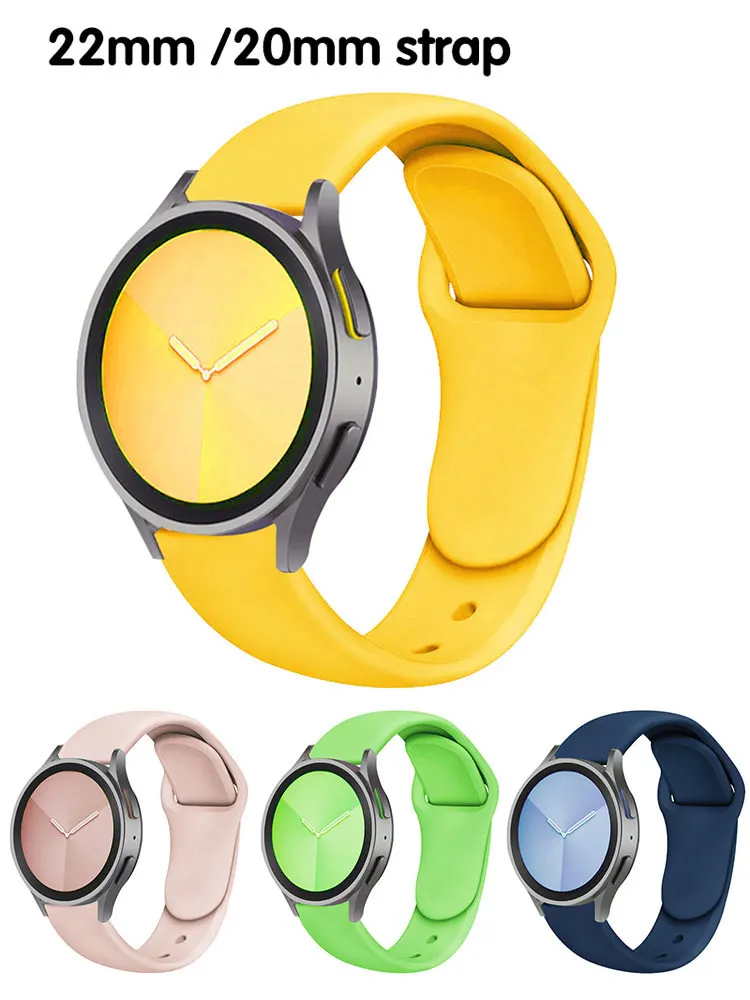 20mm 22mm Silicone strap For Samsung Galaxy watch 4/5/5 pro/Classic/Active 2/Gear S3 frontier bracelet Huawei GT 2/2e/3 pro band