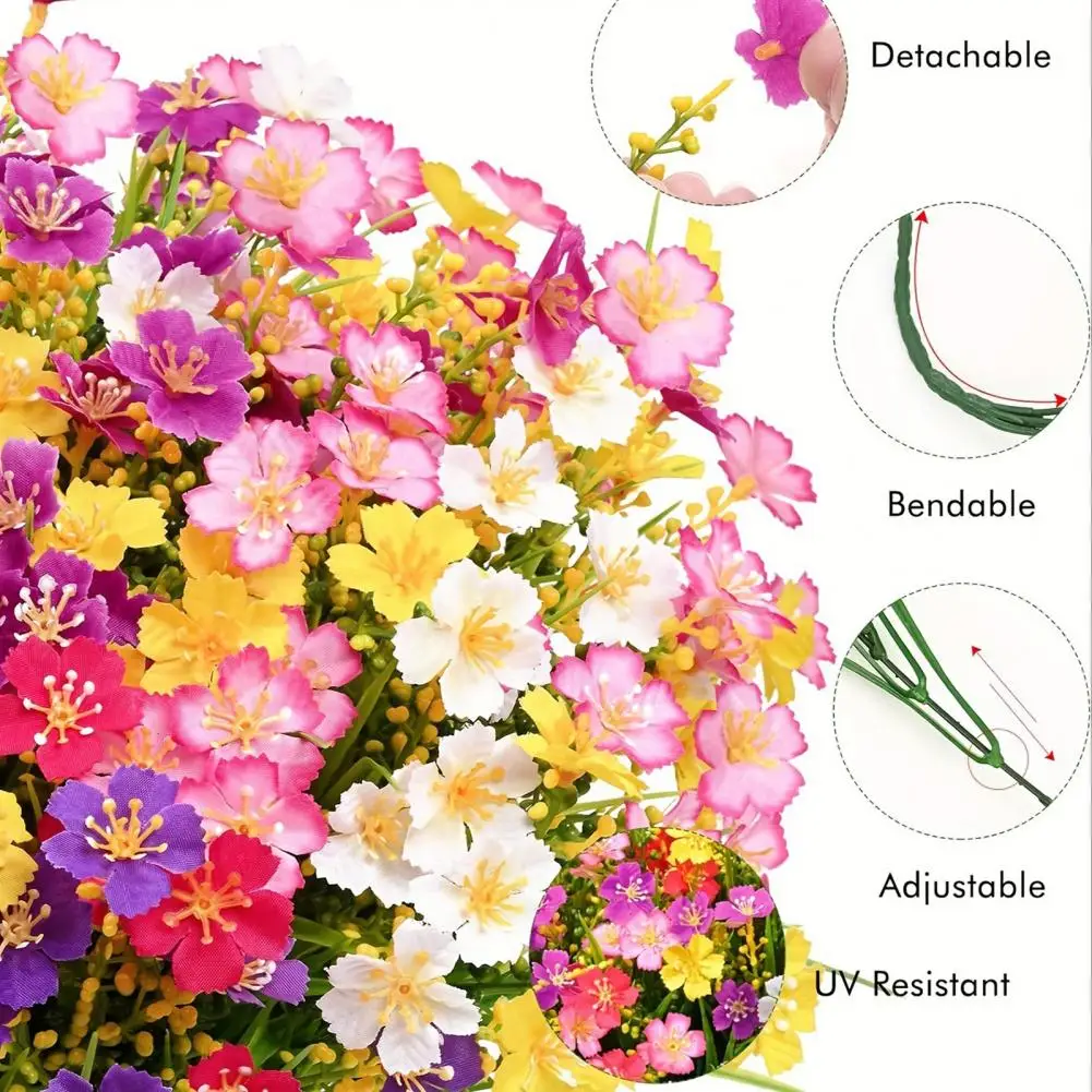 2 Pcs 35cm Artificial Flowers Bundle Faux Plants Non-fading Realistic Fake Flowers For Home Vase Basket Window Box Outdoor Decor