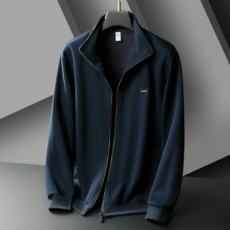 

Fei Laoda Spring and Autumn zipper cardigan stand-up collar hoodie jacket men solid color sporty casual loose jacket top