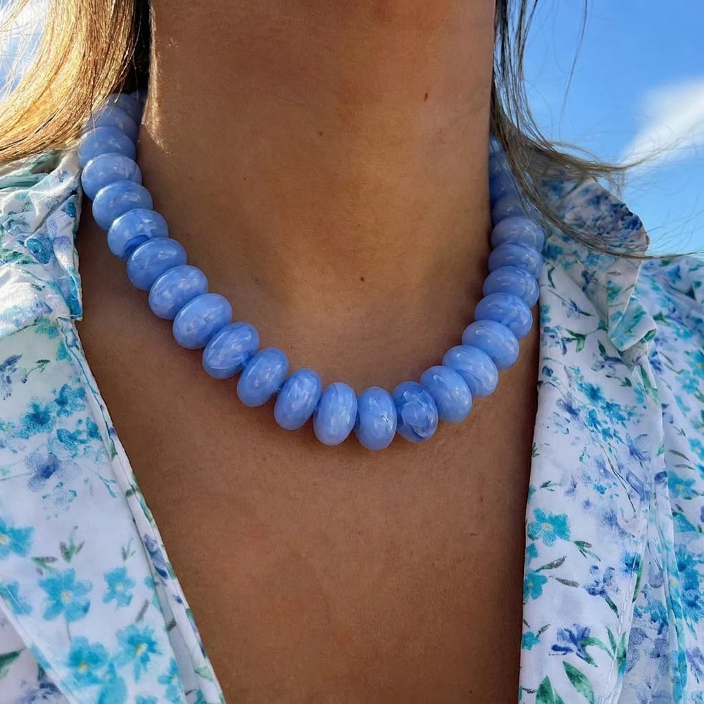 Vibrant Dopamine Acrylic Beaded Choker Necklace for Women Colorful Statement Collar Necklace Festival Vacation Jewelry Gifts