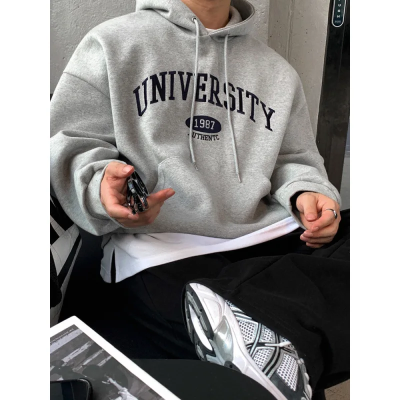 Herren-Freizeit-Hoodie für Herbst und Winter, einfacher Schriftzug, bequemer und sportlicher Street-Style-Hoodie – Detail 2
